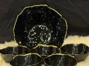 Black & Gold line 7 pcs Ice Cream Bowl Set